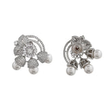 Sparkling Elegance Round Floral Cz Studded Earrings