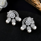 Sparkling Elegance Round Floral Cz Studded Earrings