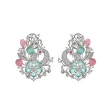 Sparkling Elegance Pink Peacock Design Earrings