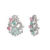 Sparkling Elegance Pink Peacock Design Earrings