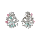 Sparkling Elegance Pink Peacock Design Earrings