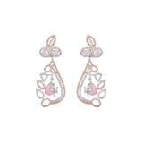 Sparkling Elegance Pink and White CZ Floral Drop Earrings