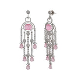 Sparkling Elegance Pink Cz Studded Dangler Earrings