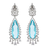 Sparkling Elegance Blue Tear Drop Design Statement Earrings