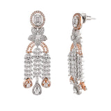 Sparkling Elegance White CZ Two Tone Plated Dangler Earrings