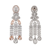 Sparkling Elegance White CZ Two Tone Plated Dangler Earrings