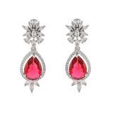 Sparkling Elegance Red Teardrop Cut Dangler Earrings