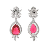 Sparkling Elegance Red Teardrop Cut Dangler Earrings