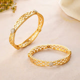 Sparkling Elegance Diamond Shaped Cutwork Gold Plated Bangles