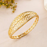 Sparkling Elegance Curved Cutwork Gold Plated Bracelet