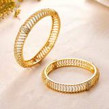 Sparkling Elegance Curved Cz Studded Gold Plated Bangles