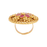 Floral Motif Embossed Statement Ring