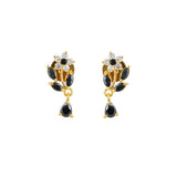 Black and White Round and Marquise Cut CZ Floral Earrings