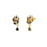 Black and White Round and Marquise Cut CZ Floral Earrings