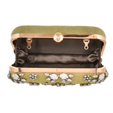 Trendy Bags Green Gems Studded Clutch