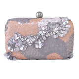 Trendy Bags Grey Sequins and Gems Clutch