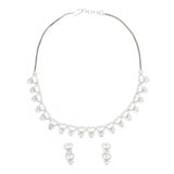 Sparkling Elegance CZ Silver Plated Studded Necklace Set