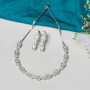 Sparkling Elegance Silver Plated Brass Necklace Set