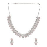 Oval Cut CZ Adorned Opulent Silver Plated Brass Jewellery Set