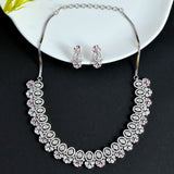 Oval Cut CZ Adorned Opulent Silver Plated Brass Jewellery Set