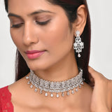 Sparkling Opulence Floral Choker Jewellery Set