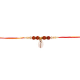 Divine Rudraksha Rakhi With Cowrie Shell With Roli Chaawal Pack