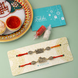 Set of Two Attractive Rakhis With Roli Chaawal Pack