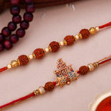 Set of 2 Rudraksh Embellished Red Thread Rakhi