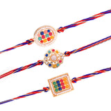 Set of 3 Colorful Beads Studded Thread Rakhi
