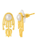 Pearl Studded Yellow Gold Studs For Women