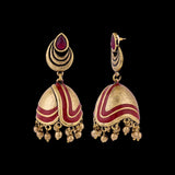 Bharatnatyam Drape Red Enamel Adorned Earrings