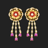 Floriana CZ Floral Tassels Earrings