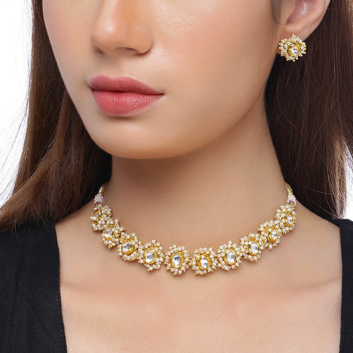 Sukkhi Flawless Gold Plated Choker Necklace Set For Women 