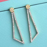 Matrix Two Tone Plated Triangle Earrings