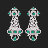 House of Royals Green and White Zircons Earrings