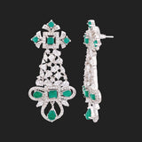 House of Royals Green and White Zircons Earrings