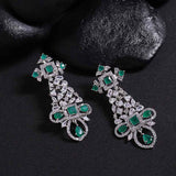 House of Royals Green and White Zircons Earrings