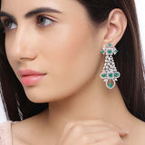 House of Royals Green and White Zircons Earrings