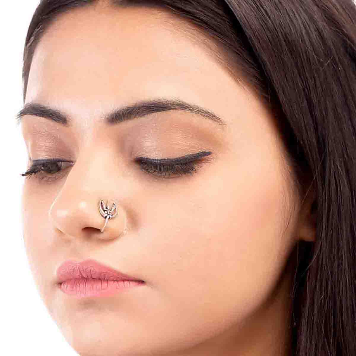 Woman Beautiful Butterfly Non Pierced Nose Clip Nose Ring Retro Fashion  Copper Inlaid Zircon U Shaped Nose Stud Piercing Jewelry
