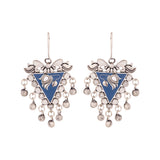 Indigo Affair Enameled Triangle Earrings