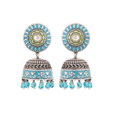 Gwalior Enameled Jhumka Drop Earrings