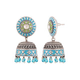 Gwalior Enameled Jhumka Drop Earrings