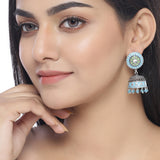 Gwalior Enameled Jhumka Drop Earrings