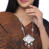 Tahira Peacock Sparkling Silver Necklace