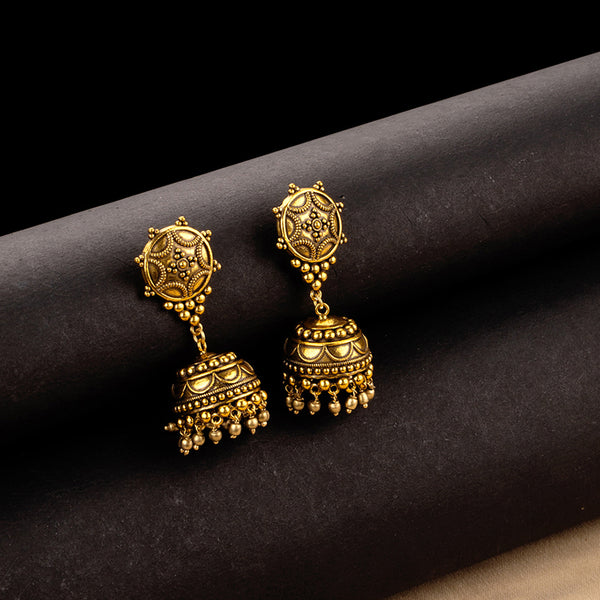 Rava Ball Oxidized Gold Plated Jhumka Earrings – VOYLLA