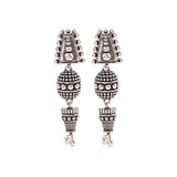 Rava Ball Silver Oxidized Long Earrings