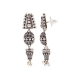 Rava Ball Silver Oxidized Long Earrings