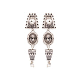 Rava Ball Silver Oxidized Long Earrings