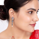 Rava Ball Silver Oxidized Long Earrings