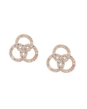 American Diamond CZ Gold Plated Brass Silver Stud Earrings